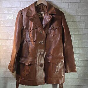 Vintage Tannery Collection Amerex Light Brown Faux Leather Jacket Women's Sz. 18